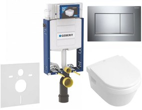 GEBERIT Kombifix súprava 5v1 - inštalačný modul, závesné WC DirectFlush a Softclose sedátko VILLEROY &amp; BOCH Architectura, tlačítko Sigma30, 115.883.KH.1 (lesklý/matný/lesklý chróm), 110.302.00.5 NB6