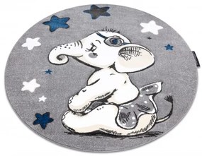 Dywany Łuszczów, Detský kusový koberec Petit Elephant stars grey kruh, 160x160 (priemer) kruh, šedá, detská izba