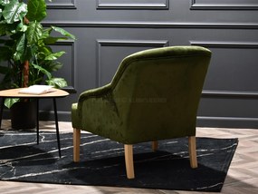 Relaxačné kreslo Roseile (zelená + dub). Akcia -19%. Vlastná spoľahlivá doprava až k Vám domov. 1136277