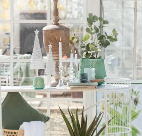 Dekorácia biely antik drôtený vianočný stromček Tree - Ø 10*40 cm