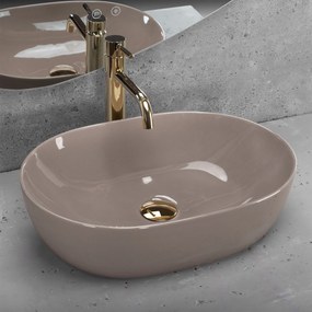 Keramické umývadlo na dosku REA LISA 49x35, beige lesk
