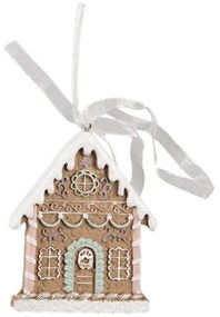 Hnedá závesná vianočná ozdoba perníková chalúpka Gingerbread - 6*1*8 cm