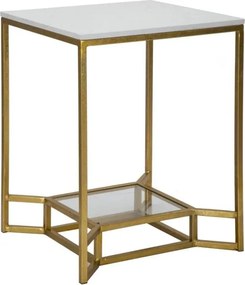 Odkladací stolík Dvojitý 47 cm zlatý/mramor