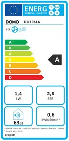 DOMO 5000 BTU Mobilná klimatizácia, 560W DO1034A