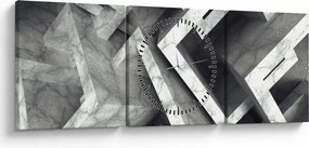 Abstraktný obraz kociek (s hodinami) (90x30 cm)