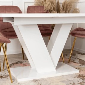 Rozkladací jedálenský stôl CLARK – biely lesk, 120–160 cm