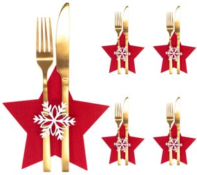 Vianočný príbor Red Star 4 ks červený