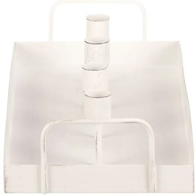 Kovový svietnik na 4 kónické sviečky, obdĺžnik, biela, 36 x 16 x 7 cm