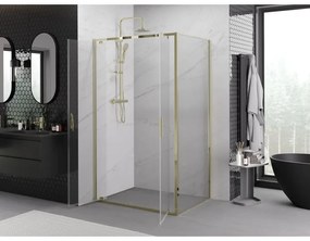 Mexen Exo, výklopný sprchový kút 80 x 75 cm, číre sklo, zlatá, 8182-080-075-50-00