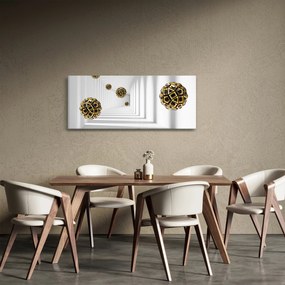 Abstraktný obraz futbalových lôpt (120x50 cm)