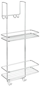 Závesná oceľová kúpeľňová polička bez vŕtania v lesklo striebornej farbe Luxy – Metaltex