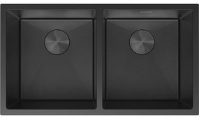 Mexen Binox, 2-komorový nerezový drez 800 x 450 mm, čierna, vzor voština, 6421802000-70HC