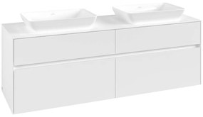 VILLEROY &amp; BOCH Collaro závesná skrinka pod dve umývadlá na dosku, 4 zásuvky, 1600 x 500 x 548 mm, White Matt, C12300MS