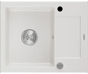 Mexen Enzo granitový jednokomorový drez s krátkym odkvapkávačom 576 x 465 mm, biela- 6506571005-20