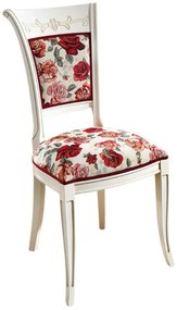 (3985) Kvetovaná čalúnená stolička biela/červená