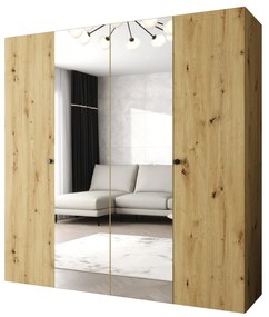 Šatníková skriňa 200 cm Parna 2 (dub artisan + čierna). Akcia -20%. Vlastná spoľahlivá doprava až k Vám domov. 1125932