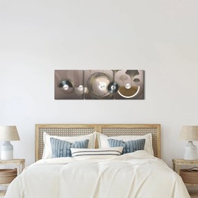 Obraz - Zlatohnedá abstrakcia (s hodinami) (90x30 cm)