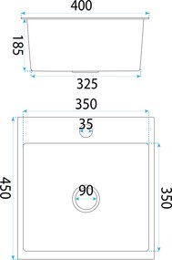 Rea Leo, 1-komorový oceľový drez 400x450x185 mm, čierna, ZLE-06002