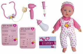 Teddies Choré bábätko 36 cm s doplnkami