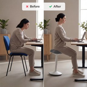 Balančná otočná stolička bielo-tmavosivá