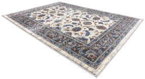 Koberec SOFT 6019 Kvetiny vzor rámu béžová / modrá /  červená