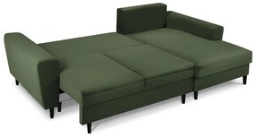 Zelená menčestrová rozkladacia/s úložným priestorom rohová pohovka (pravý roh/s leňoškou) Kyoto – Cosmopolitan Design