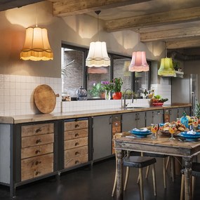 Sada 4 retro závesných svietidiel farebných 45 cm - Granny