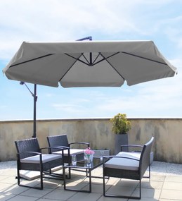 Sivý záhradný slnečník s LED osvetlením 3 m