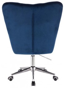 LuxuryForm DESIGN Kreslo AURORA VELUR na strieborné podstave s kolieskami - modré