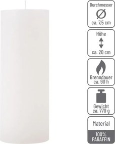 Biela parafínová sviečka rustikálna 20 cm, 90 h, sada 2 ks