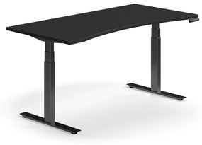 Výškovo nastaviteľný stôl QBUS, ergonomický, 1600x800 mm, čierny rám, čierna