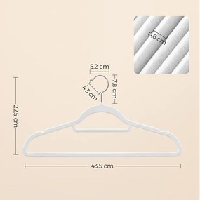 Sada 50 ks Zamatový vešiak na oblečenie Russo 44 × 23 × 0,5 cm