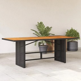 Záhradný stôl s akáciovou doskou čierny 190x80x74 cm polyratan 365309