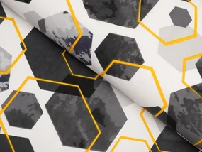 Biante Bavlnená obliečka na vankúš Sandra SA-568 Sivo-modrofialové mramorové hexagóny na bielom 40 x 60 cm