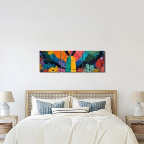 Obraz - Abstraktný anjel s kvetmi (s hodinami) (90x30 cm)