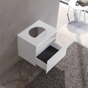 KEUCO Stageline závesná skrinka pod umývadlo na dosku, 1 zásuvka + 1 priehradka, s elektrinou, 650 x 490 x 549 mm, biela, 32853300110