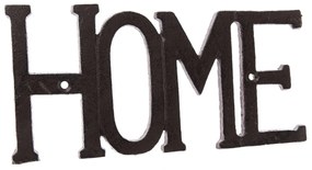 Liatinová dekorácia na stenu Home black, 9,6 x 27cm