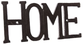 Liatinová dekorácia na stenu Home black, 9,6 x 27cm