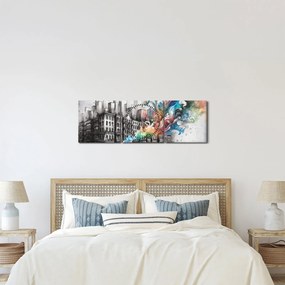 Obraz - Priemyselný život (s hodinami) (90x30 cm)