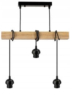 BERGE Závesné stropné svietidlo LED drevený trám 3xE27 loft drevená guľa