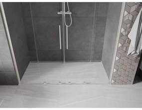 Mexen Velar L Duo, posuvné sprchové dvere do otvoru 180 cm, 8mm číre sklo, brúsená oceľ, 871-180-003-02-97