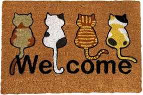 Home Elements Rohožka Welcome s mačkami