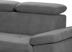 Rohová sedacia súprava Gisele, stredne šedá látka, ľavý roh