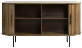Hnedá nízka komoda v dekore duba s posuvnými dverami 140x76 cm Nola – Unique Furniture