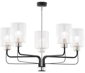 Jupiter 1884 - Luster na tyči CERES 5xE27/15W/230V matný chróm/čierna