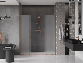 Mexen Velar L Duo, posuvné sprchové dvere do otvoru 180 cm, 8mm sklo námraza, ružové zlato, 871-180-003-32-60