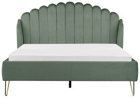 Zamatová posteľ 160 x 200 cm zelená AMBILLOU Beliani
