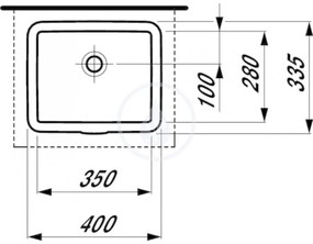 LAUFEN Living Vstavané umývadlo, 350 mm x 280 mm, biela – bez otvoru na batériu H8124340001091