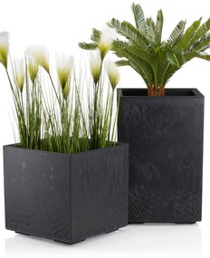 PLASTOVÝ KVETINÁČ NA KOLIESKACH BETONIQUE 40X40 CM IMITÁCIA BETÓNU ČIERNA