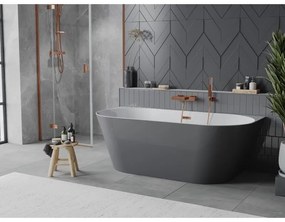 Mexen Oval Slim, voľne stojaca vaňa ku stene, 170 x 80 cm, biela-šedá, ružové zlato prepad, 52661708062-60